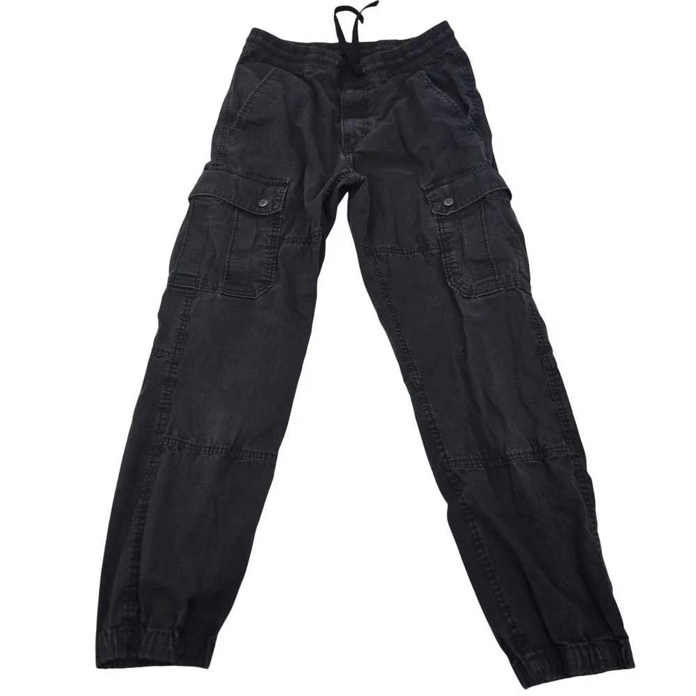 Levis Cargo Joggers Mens Small Black Ripstop Utility Pants Drawstring Distressed